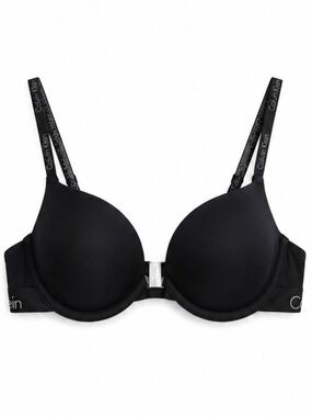 Calvin Klein Black Padded T-Shirt Bra with Logo Straps – 36B GUC